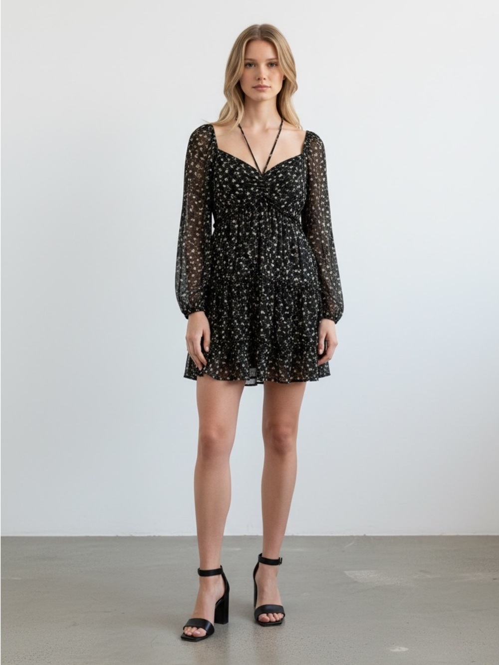 Forever 21 Size Small Black chiffon mini dress